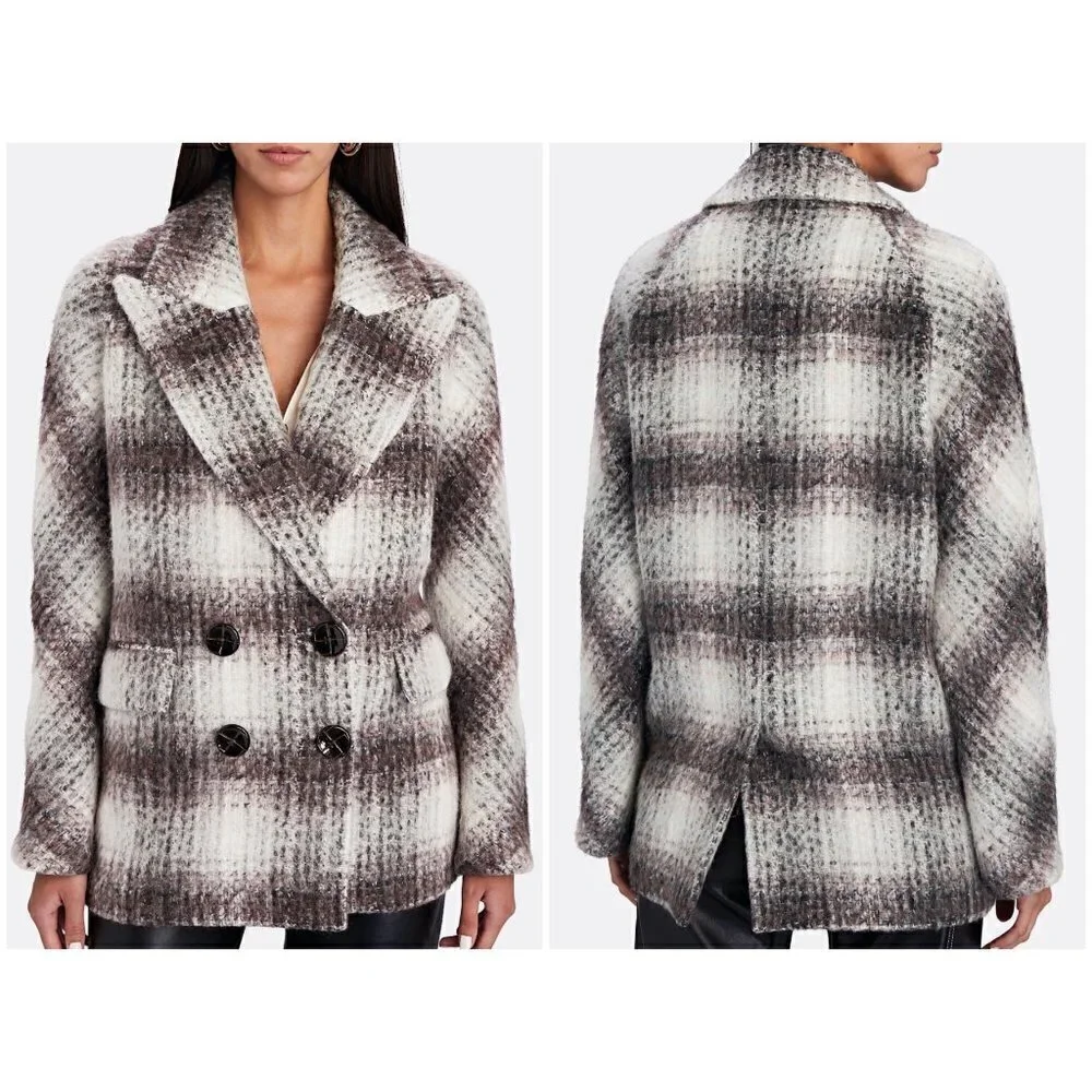 💕VERONICA BEARD💕 Deena Plaid Double-Breasted Dickey Coat ~ Bordeaux Large NWOT - Picture 10 of 16